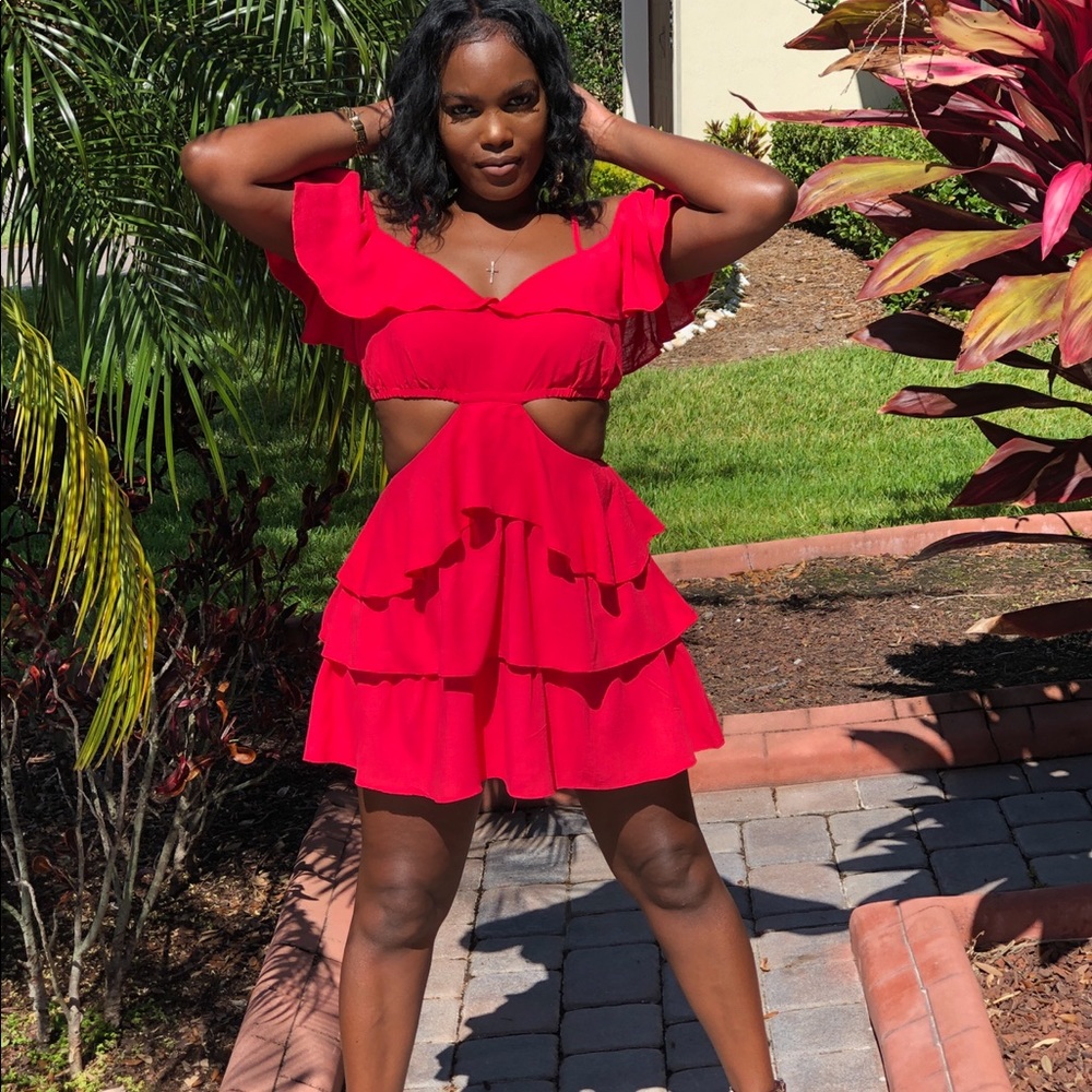Ruffled mini dress. Price firm